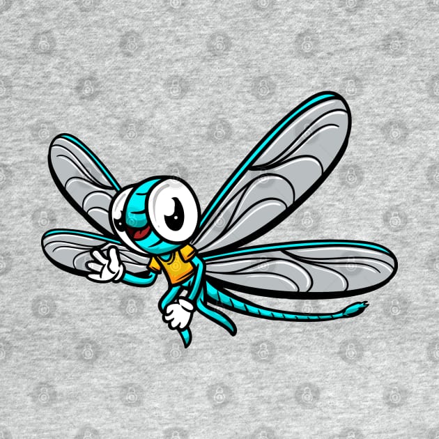 Cute Anthropomorphic Human-like Cartoon Character Dragonfly in Clothes by Sticker Steve